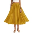 thumbnail image 2 of Dxzfnsa Women's Pleated Midi Skirts Spring Summer High Waisted Knee Length Flowy A Line Skirts Womens Comfy Casual Solid Color Flared Skirts, 2 of 9