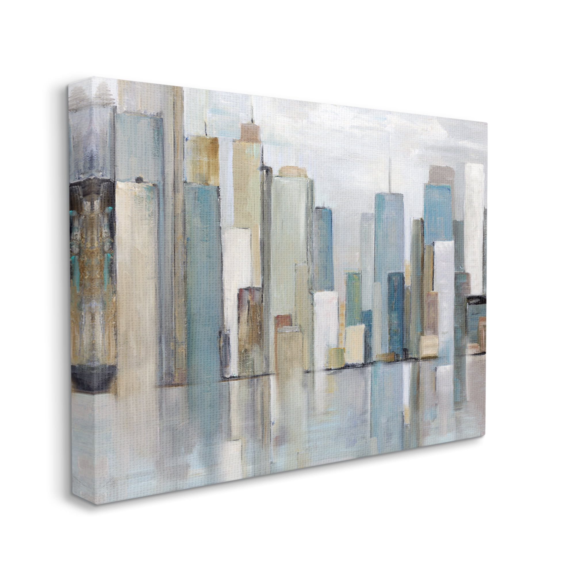 Stupell Industries Abstract Cityscape Buildings Abstract Painting Gallery Wrapped Canvas Art Print Wall Art, 30 x 24