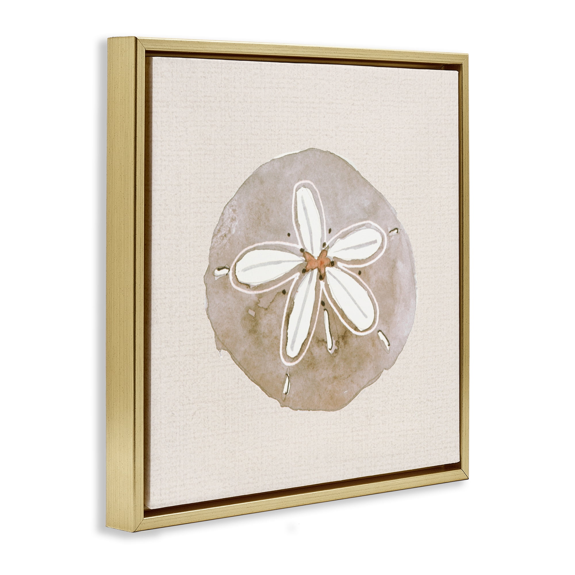 Stupell Industries Serene Beige Sand Dollar Gold Framed Floater Canvas Wall Art, design by Lanie Loreth