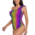 thumbnail image 3 of Yiaed Animal Paw Rainbow Print Women One Piece Swimsuits Tummy Control One Shoulder Bathing Suits Pattern Ruffle Swimwear-Small, 3 of 8