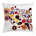 thumbnail image 1 of Abstract Throw Pillow Cushion Cover, Colorful Graphic Design of Floral Motifs Hearts Music Notes Dots Ornamental Art, Decorative Square Accent Pillow Case, 24 X 24 Inches, Multicolor, by Ambesonne, 1 of 2
