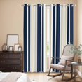 thumbnail image 3 of Navy Blue Khaki Striped Kitchen Curtains 84 Inch Length, Modern Minimalist Ombre Lines Grommet Top Bedroom Living Room Curtains, Light Filtering Cafe Curtain Drapes 2 Panels Set 84''x84'', 3 of 9