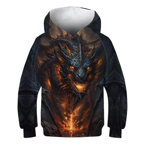 Bysome Boys Sweatshirts 3D Print Long Sleeve Hooded Tops Autumn Thermal Boys Hoodies Size 18-24 Months Black