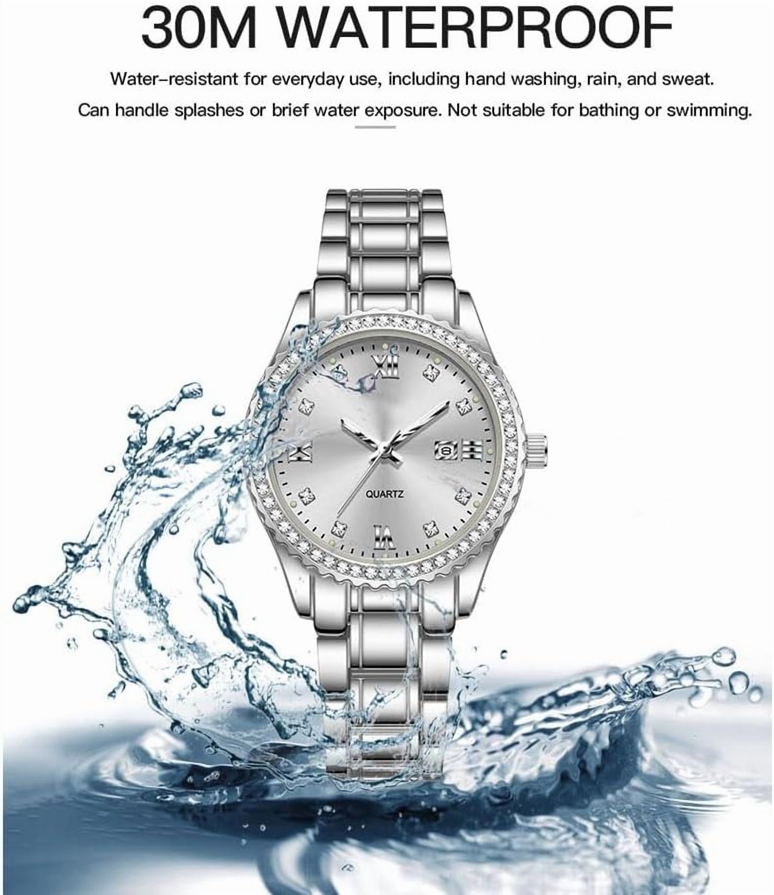 Womens Silver Stainless Steel Luxury Ladies Waterproof Small Writs Diamond Watch Womens-Watch-Luxury-Diamond-  main image 2
