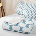 thumbnail image 4 of Castle Fairy Minimalist Oval Grid Quilt Full 3-Piece,Mid Century Rounded Full Bedspread Sets,Skyblue White,1 Coverlet and 2 Pillowcases, 4 of 7
