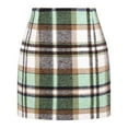 thumbnail image 2 of Cyglowse Fall Plaid Skirts for Women High Waist Bodycon Mini Skirt Ladies Above The Knee Dress Fall Fashion Green XL, 2 of 6