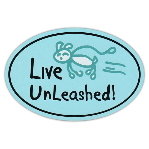 Oval Car Magnet - Live Unleashed (Dogs) - Life Is Good - Magnetic Bumper Sticker