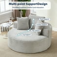 thumbnail image 2 of Aukfa Oversized Round Chaise Longue Chair Indoor, 56-inch Upholstered Corduroy Deep Seat Circle Cloud Sofa Chair, Light Gray, 2 of 8