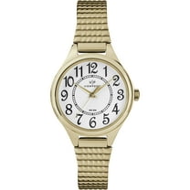 Viewpoint by Timex Women's 30mm White Dial Watch, Gold-Tone Expansion Band