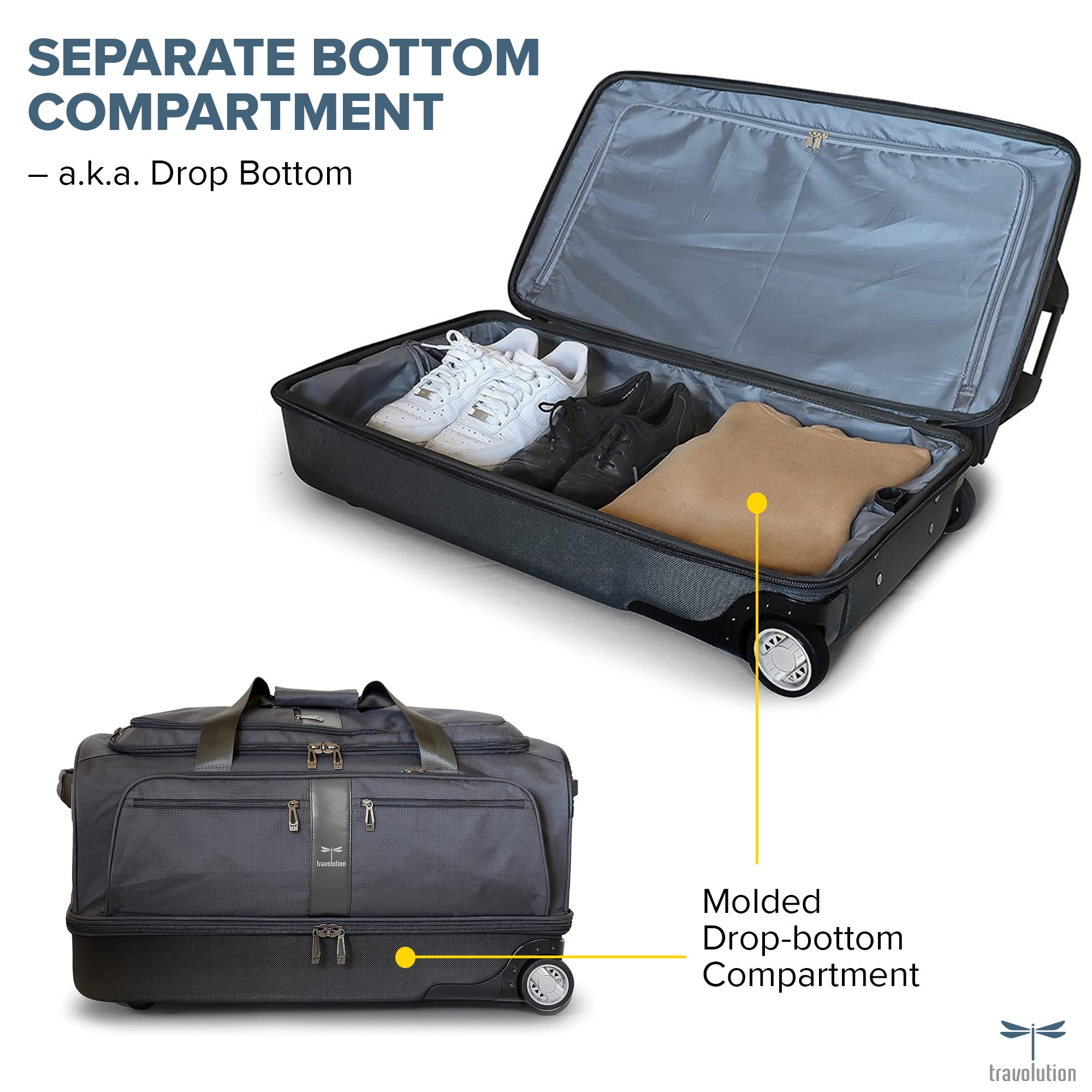 Travolution Unisex 28" Collapsible Travel Duffel Bag, Black