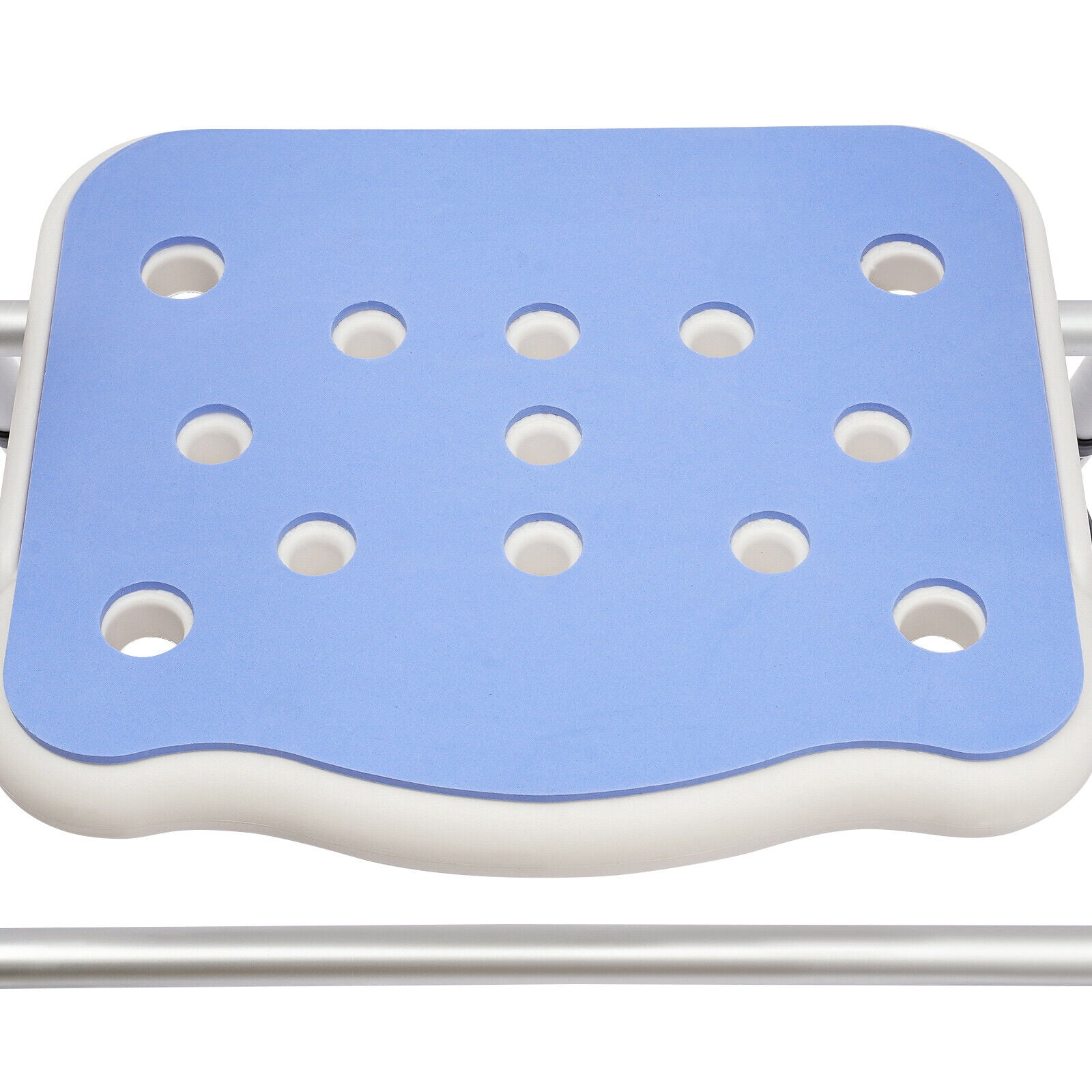 330lbs Folding Shower Chair Aluminum Alloy Adjustable Bath Seat with Back & Arms