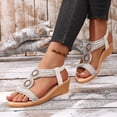 thumbnail image 2 of Wensltd Open Toe Strappy Sandals for Women Solid Color Beach Sandals Casual Spring Summer Wear Wide Width Large Size, 2 of 9