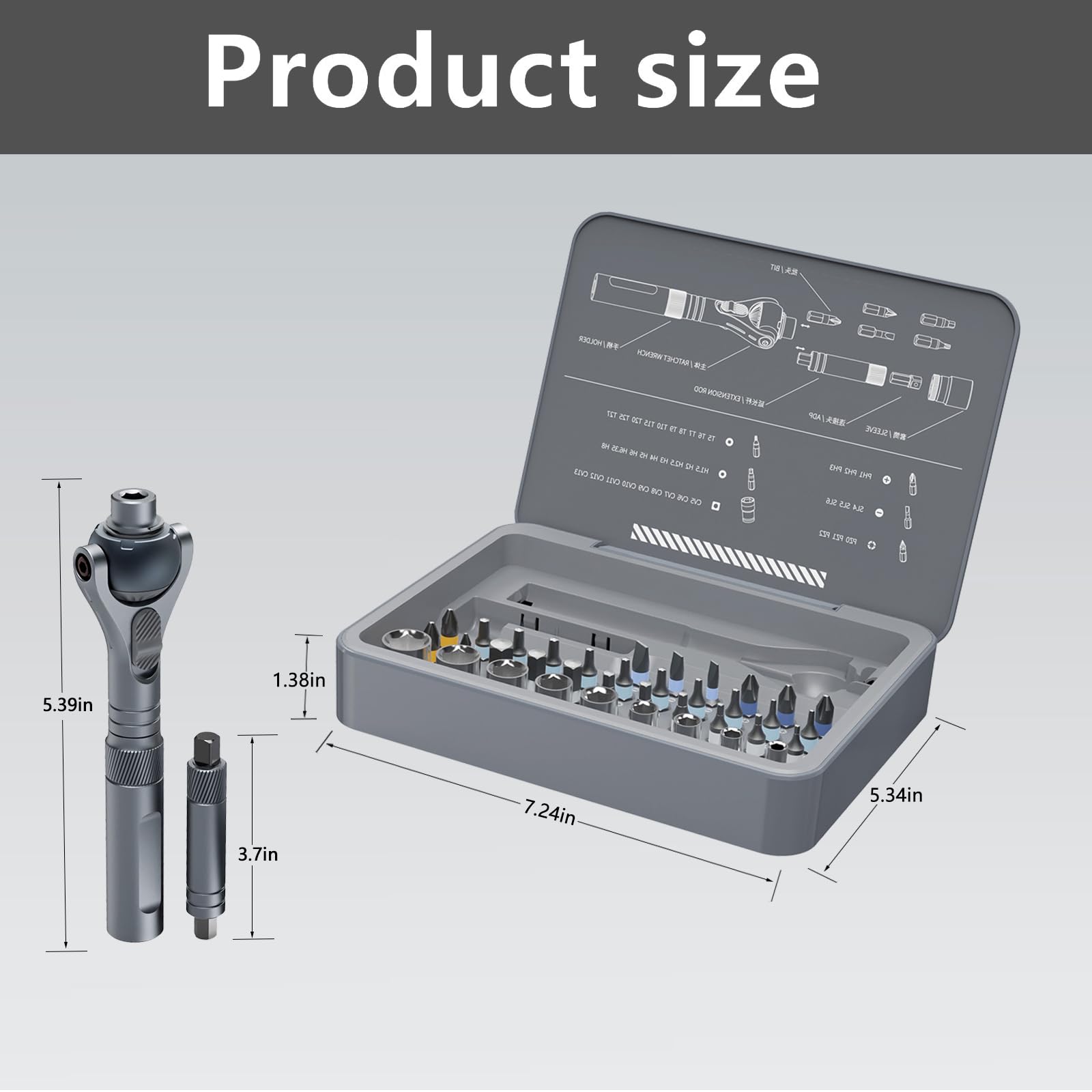 40-in-1 Ratchet Screwdriver Set RS2 – CR-V & RS2 Steel Multi-Bit Tool Kit with Magnetic Screwdriver Heads, Universal Ratchet Handle, Extension Bar, and Socket Wrench Set