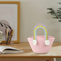 Hovmgk Handbag Picnic Basket, Cotton Rope Woven Bag for Home & Outdoor Storage, Stylish and Durable Storage Basket for Bedroom, Living Room & Study, Easy to Clean and Carry