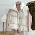 thumbnail image 4 of Fanxing Women Cropped Puffer Vest Sleeveless Down Jackets Warm Winter Stand Collar Gilet Coat Outwear White L, 4 of 6