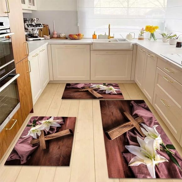 Alfombrilla suelo Pascua conejos lindos decoración festiva baño.
