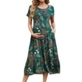 thumbnail image 2 of Beaisland Women's Maternity Dress Short Sleeve Pleated Flowing Pregnancy Beach Dresses, 2 of 5