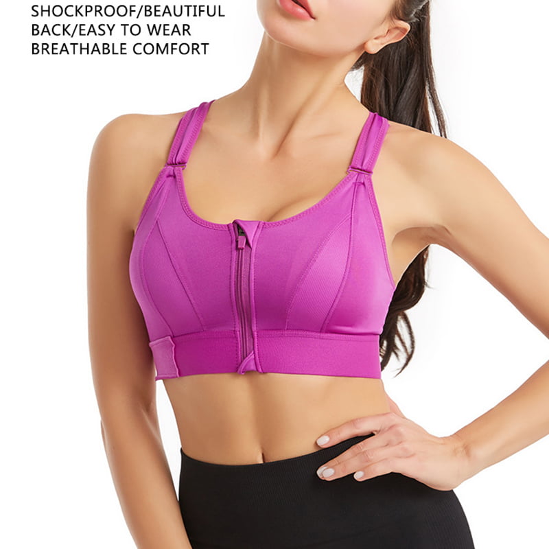 Wireless Supportive Sports Bra Removable Padded Wirefree Bra Sports Bra  With Max Support For Women L Rose Red 