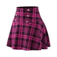 thumbnail image 6 of Womens Skirts Trendy Sexy Elastic Waist Lattice Plaid Printing A-Line Skorts Hot Pink Casual Summer Athletic Skort XL, 6 of 7
