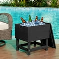 thumbnail image 6 of JUSTLET Outdoor Cooler Table and Chair Sets, Outdoor Side Table with 2 Gallon Ice Bucket, Detachable Top Lid, Patio Bar Table and Adirondack Chair for Poolside, Party, Camping, Picnic, Black, 6 of 9