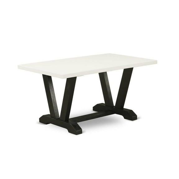 East West Furniture Dining Table Wire brushed Black & Linen White, VT626