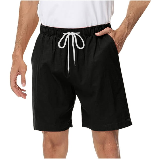 Plebaso Men's Casual Shorts Drawstring Elastic Waist Summer Shorts Lightweight Beach Shorts with Pockets