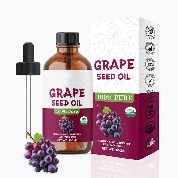 ABBASI & CO Organic Grapeseed Oil 100ml - 100% Pure Cold-Pressed Carrier Oil for Skin, Hair & Aromatherapy, Hydrating & Nourishing, Vegan & Cruelty-Free