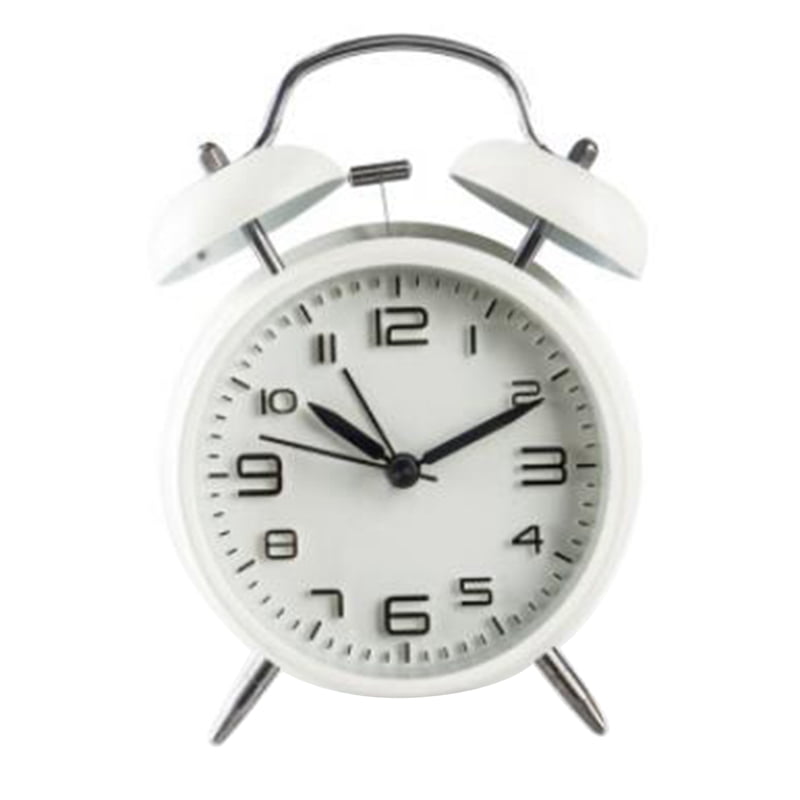 Loud Alarm for Deep Sleepers 4Inch Retro Twin Alarm Clock with Backlight for Bedroom and White