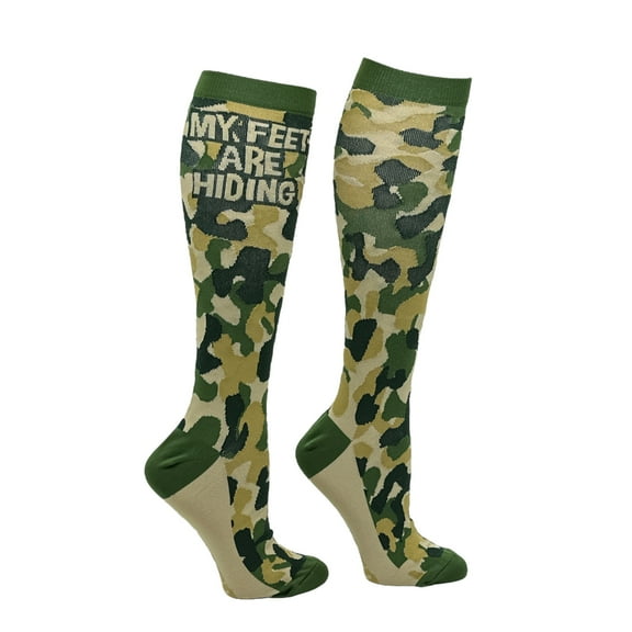 Unisex My Feet Are Hiding Funny Camo Compression Socks for Women and Men