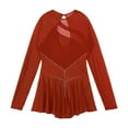 thumbnail image 7 of Kaerm Womens Sparkling Rhinestone Figure Skating Dance Dress Leotard Long Sleeve Lyrical Dresses Red L, 7 of 7