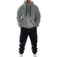 thumbnail image 2 of CharmCyan Men’s 2 Piece Tracksuit Set – Casual Hoodie Sweatshirt with Zipper Pockets and Drawstring Jogger Pants, Athletic Sportswear Outfit Light Gray L, 2 of 2