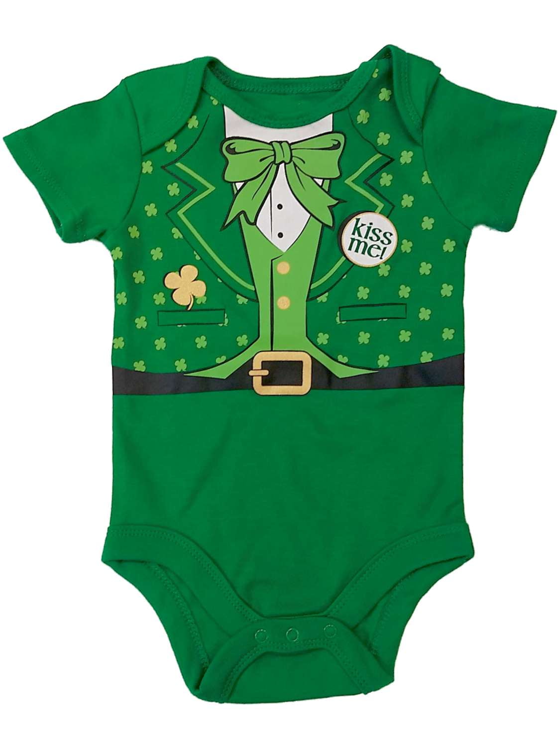 Green My Baby's 1st First St Saint Patrick's Day Lucky Horseshoe One Piece NB-6 