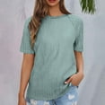 thumbnail image 2 of Liquidation! Uooqdmx T-Shirts à Manches Courtes pour Femmes, Hauts Crochet pour Femmes, T-Shirt Uni pour Femmes, T-Shirts Légers Col Rond Tunique Basique, T-Shirts Basiques pour Femmes, Vert Menthe TG, 2 of 5