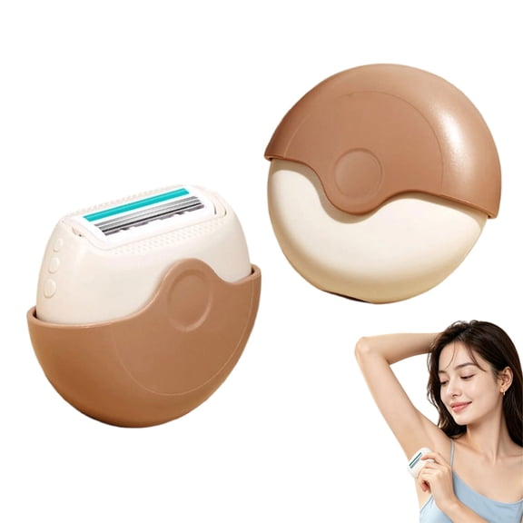 Portable 3-Layer Hair Shaver with Rotating Cover – Travel Rotary Razor for Women, Triple Blade with Moisture Strip for Legs Underarms Face(1PC)