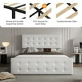 thumbnail image 2 of Garvee Full Size Bed Frame with 4 Drawers and Adjustable Headboard, PU Leather Upholstered Platform Bed with Button Tufted Design, No Box Spring Needed, Strong Wooden Slats, White, 2 of 10