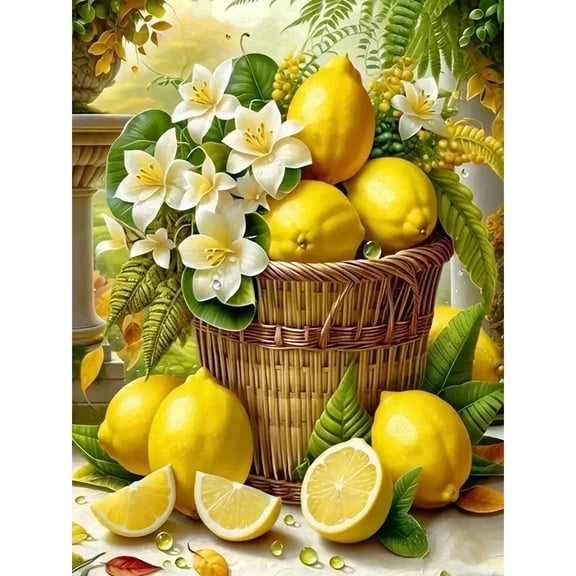BYGFHLYW Diamond Painting Kits,Lemon Art Craft Diamond art Kits for Adults,Full Round Dril Home Wall Decor.