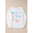 thumbnail image 3 of Women's White Bowknot Pattern Drop Shoulder Loose Sweatshirt - Casual Chic - [ZhiHiMeRi] | (US 20-22)2XL, 3 of 11