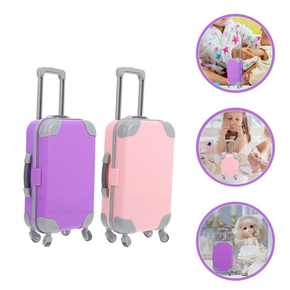 FRCOLOR ABS Mini Suitcase for Kids Play Portable Luggage Box 18 Inch