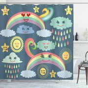 Ambesonne Rain Shower Curtain, Weather Rainbow, 69"Wx84"L, Multicolor