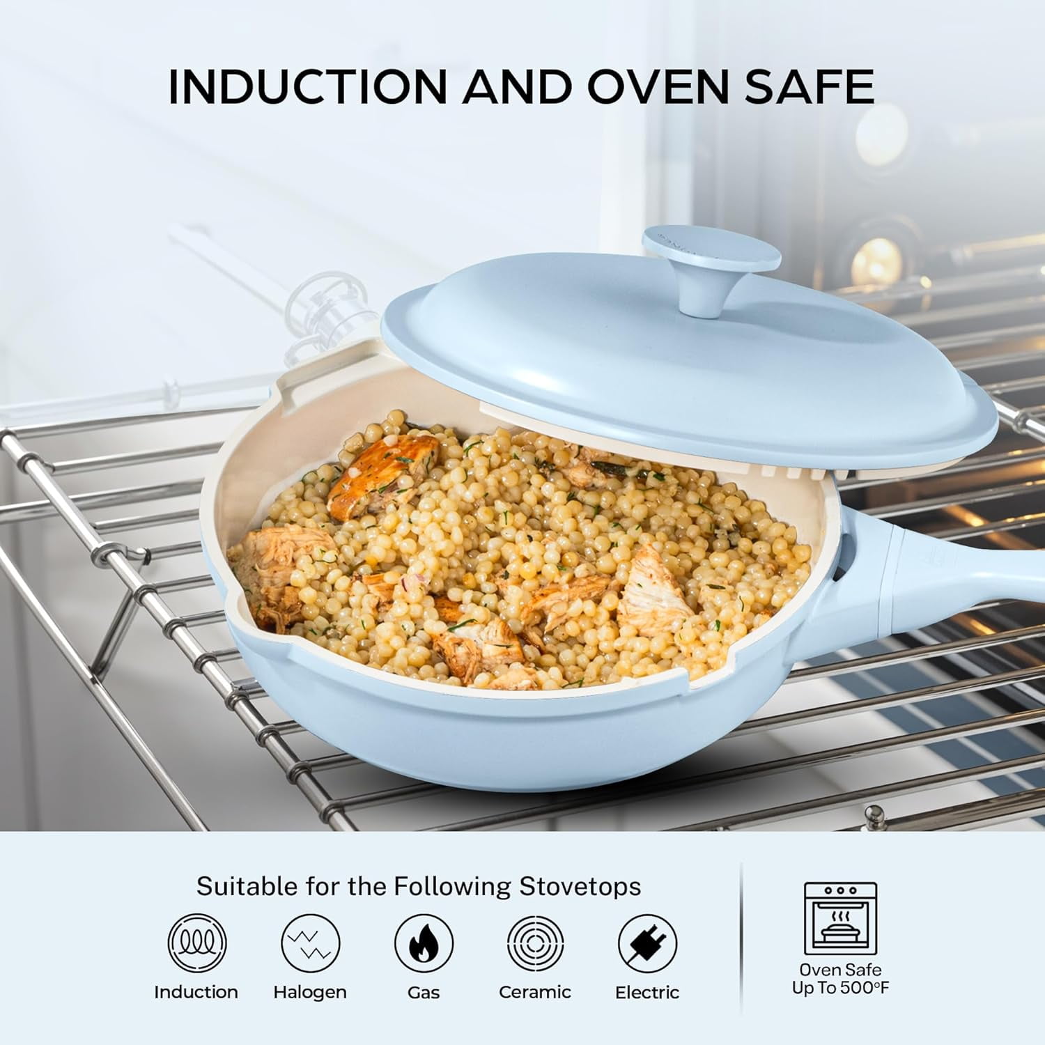 ZUKA Ceramic Pan by Granitestone, 10 in 1 Ceramic Deep Frying Pans Set with Steamer, Large Saute Pan with Lid, Everyday Skillet, Non Toxic Pans for Cooking, Nonstick, Induction Oven & Dishwasher Safe