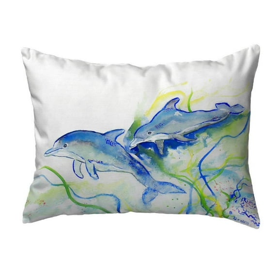 Betsy Drake Interiors Betsy's Dolphins Small No-Cord Pillow 11x14