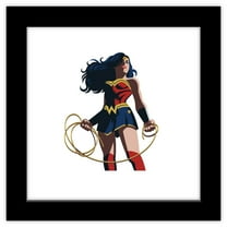 Gallery Pops DC Comics Wonder Woman - Minimalist Wonder Woman Lasso Pose Wall Art, Black Framed Version, 12" x 12"
