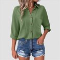 thumbnail image 3 of kaprioy Womens Corduroy Button Down Shirts Boyfriend Long Sleeve Oversized Blouses Tops Women Elegant Blouse Aesthetic Shirt Cotton Sports Suit Oversize Leisure Shirt Long Sleeve Tunic Long Shirt, 3 of 6