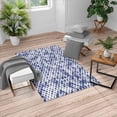 thumbnail image 1 of Ethnic Turkish Area Rug, Retro Mosaic Creative Pattern Square Rhythm Abstract Art Print Design, Soft Carpet for Living Room Decor with Distressed Look, 5.2' X 7.6', Ceil Blue, by Ambesonne, 1 of 4