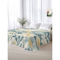 thumbnail image 5 of Spring Meadow Blooms King Size Flat Sheet, Wrinkleproof & Fadeproof Cooling Flat Bed Sheet Only, Teal Yellow Botanical Breathable Soft Bedding Top Sheets 105 x 98 Inches, 5 of 8