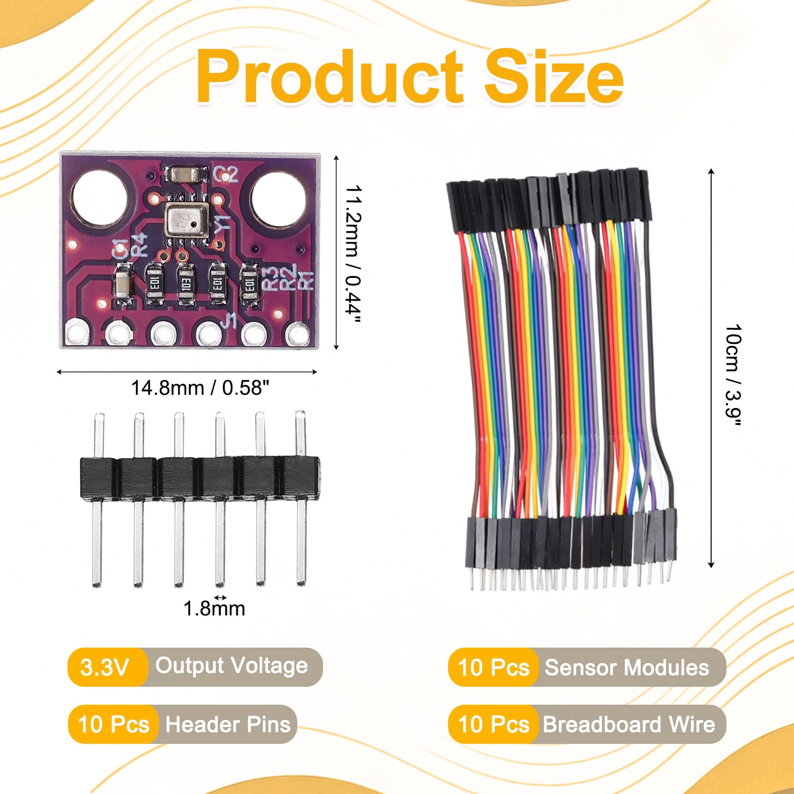 Uxcell 10 Pcs BMP280-6PIN Atmospheric Pressure Sensor Module 3.3V High Precision Digital Barometric Pressure Altitude Sensor with Male to Female 40P Breadboard Jumper Wire