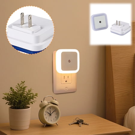 Auto-Dimming Night Light Plug in Wall – Smart Dusk to Dawn Sensor LED for Baby Nursery Bathroom & Hallway Energy Efficient Warm White Safety Light White