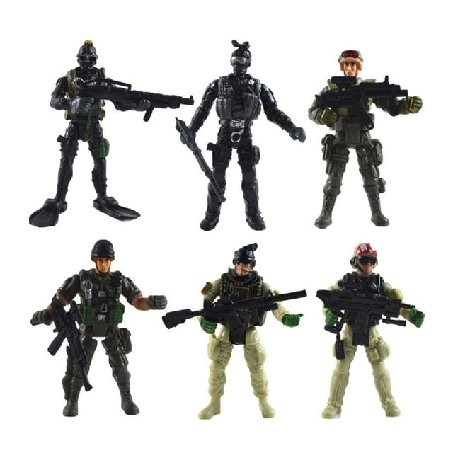 Esquirla 6 Pcs Mini Soldats Articulés Hommes avec Armes Ensemble de Jouets Modèles