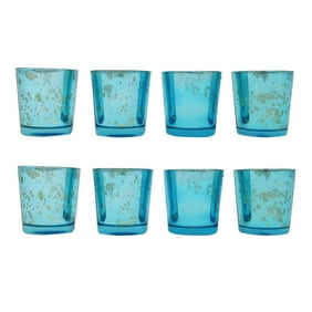 Turquoise Blue Silver Antique Mercury Finish Glass Tealight Votive