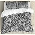 thumbnail image 1 of Black and White Queen Size Duvet Cover Set, Tribal Rhombuses Ethnic Abstract Motifs Chevrons Dots and Diamond Shapes, Decorative 3 Piece Bedding Set with 2 Pillow Shams, Black White, by Ambesonne, 1 of 3